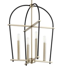 Quorum International 687-4 Espy 4 Light 17"W Chandelier - Noir / Aged Brass