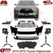 Front Bumper Cover Kit & Fog light For 2014-2016 Toyota Highlander