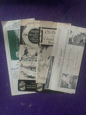 Lot of (4) Vintage Maps/brochures of Jefferson County Virginia Peninsula Yachtin