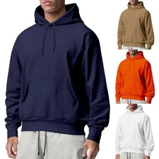 Men's Hooded Sweatshirt Solid Color Boy's Long-Sleeve Pullove Tops Hoodies