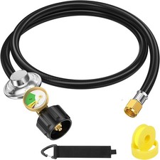 4feet Propane Hose with Regulator and Gauge, Universal Gas 4 Feet, Black