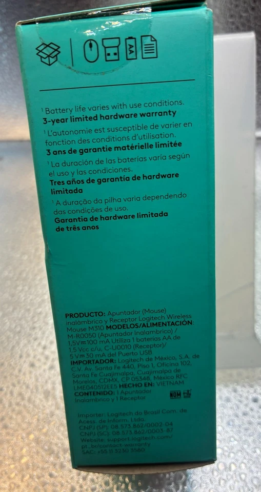 Logitech M310 Wireless Mouse Black 18M Battery Life USB Receiver - Image 3 of 4