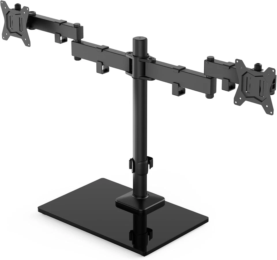 Dual Monitor Stand Holder for 13-32 Inch Screens with Tilt Swivel Rotation - Image 3 of 4