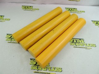 4PCS OF YELLOW ACETAL MACHINABLE PLASTIC ROUND STOCK 1 1/2" X 10"