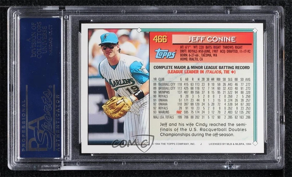 1994 Topps Jeff Conine #466 PSA 10 GEM MT - Image 2 of 2