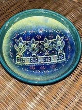 Beautiful Colorful Turkish Firca Avanos Ceramic Bowl 6” Dia. Handpainted