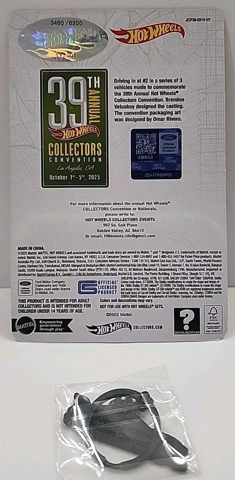 Ford Mustang ShelbyGT500 2022 39ª Convención Anual Hot Wheels 2025, con Llavero Foto 3 de 4