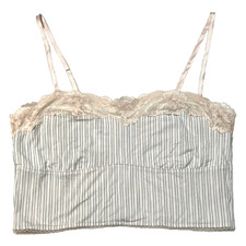 Victoria Secret PINK Classic Striped Lingerie Cami Top Lace Detail Cropped Tank