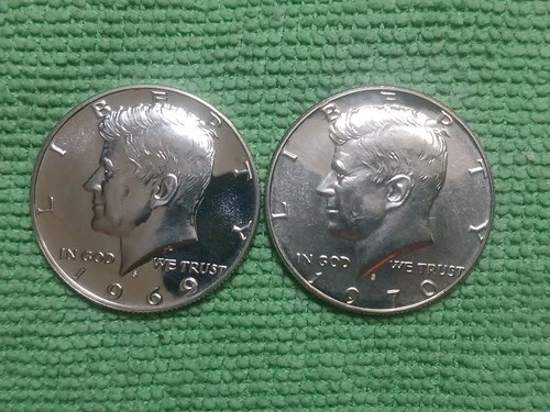 1969 S & 1970 S proof kennedy half silver dollars 40% Silver Coins
