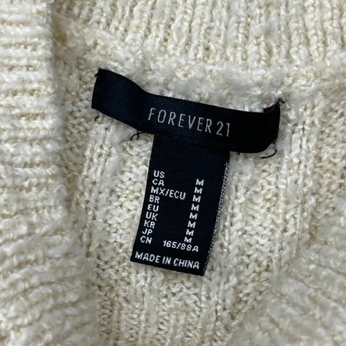 Suéter para mujer Forever 21 marfil manga larga acanalado espalda abierta talla mediana - Imagen 2 de 6
