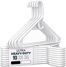 Ultra Heavy Duty Plastic Clothes Hangers White Strong Durable Coat Suit Hang