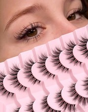 Cat Eye Lashes Wispy False Eyelashes Natural Look 1 pair (Pack of 7), Black