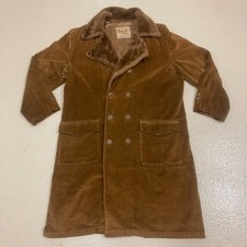 Vtg. 70's Quality Wear Corduroy Faux Fur Collar Brown Sz.XL Coat Boho Disco