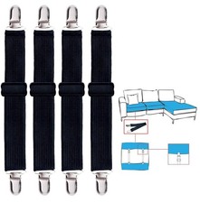4 Pack Bed Sheet Clips, Adjustable Heavy Duty Fitted Sheet Straps Holder, Ela...