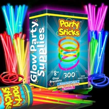 Ultra Bright Glow Sticks Bulk Party Supplies 300 Pack - 8" Glow in the Dark L...