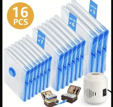 16 Pack Vacuum Storage Bags Space Saver Bag Cloth Saving Bag Electric Pump