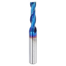 Spiral Router Bit,3/16"x3/4"x2"x1/4" 2-Flute End Mill,Blue Nano Coating
