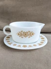 Vintage Pyrex Butterfly Gold Gravy Boat and Underplate Set