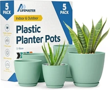Lifemaster Planter Pots with Drainage Holes - Lightweight, Durable, & Space-Savi