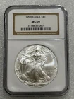 1999 Silver Eagle NGC MS69 Brown  Label ~ NO SPOTS ~ PRISTINE   (067)