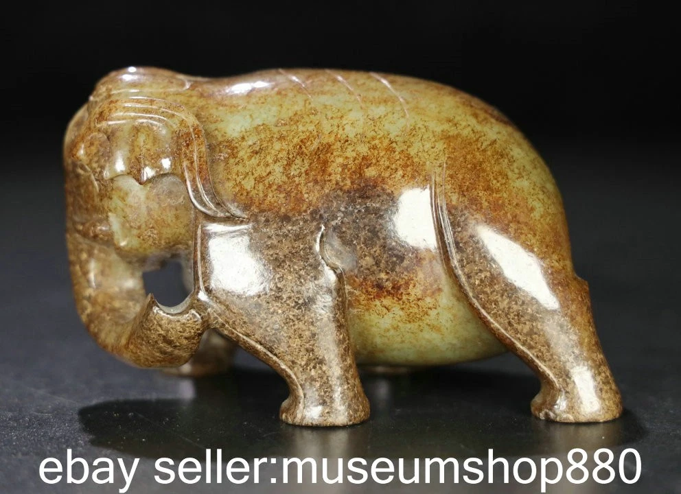 古董原始玉石古董中国大象雕像、雕像| eBay