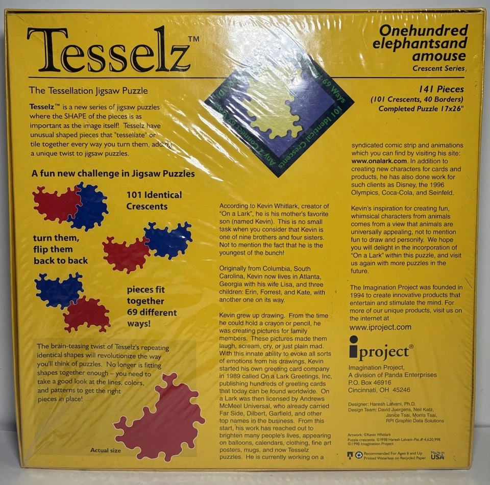 Quebra-cabeça Tesselz cem elefantes e um rato 141 peças novo - Imagem 2 de 4