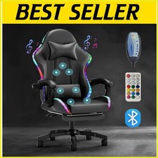 RGB Gaming Chair with LED Lights & Ergonomic Computer Chair Reclining PU Leathe