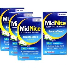 4 Pack Midnite Sleep Aid 30 Chewable Tablets Ea = 120 Tablets