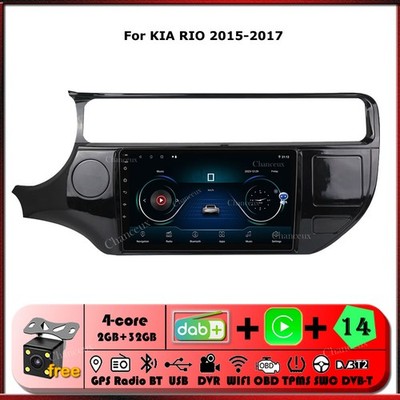 9''Android 14 Autoradio Carplay GPS SAT Navi DAB Stereo BT For KIA RIO 2015-2017