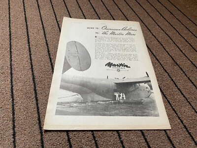 AC5 WERBUNG 11X9 MARTIN FLUGZEUG : OVEROCEAN AIRLINES : THE MARTIN MARS
