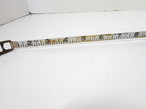 Vintage HW100 LUFKIN 100' White Steel Tape Measure Reel Made In USA - Picture 5 of 6