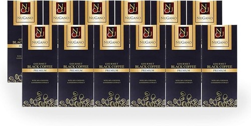 12 Boxen Nugano Schwarz Kaffee Premium 100% Bio Ganoderma Lucidum Reishi Dunkel - Bild 1 von 8