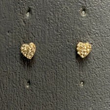 Rhinestone Stud Pierced Earrings Tiny Heart Clear Silver Bling Glam Valentine