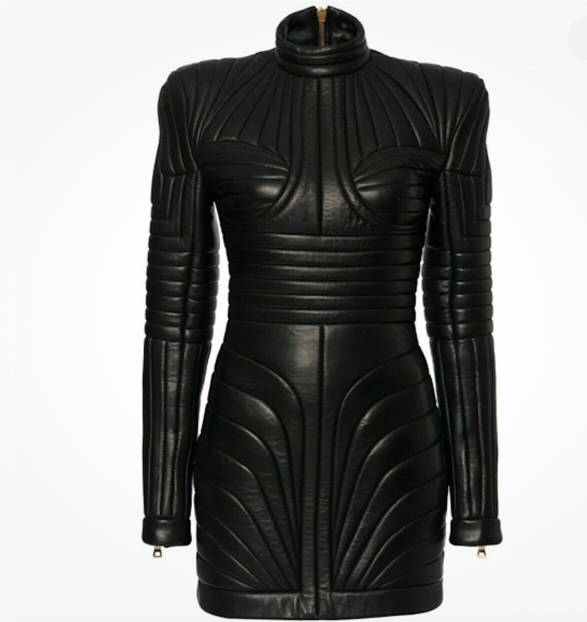 Women Black leather steampunk dress leather Gothic PUNK leather Quilted dress