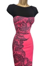 Karen Millen UK 12 DE36/38 PINK BLACK FLORAL ...
