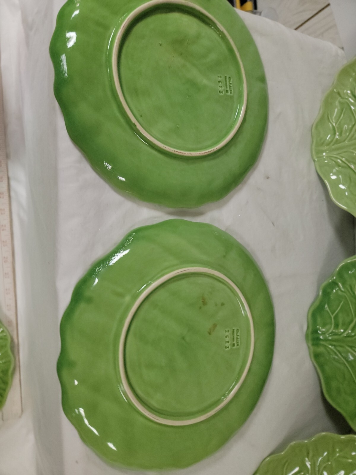 Set 7 Olfaire Cabbage Leaf Green Dinner Plate 10.5” Made In Portugal