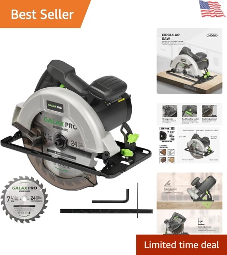6000 RPM Corded Circular Saw with Adjustable Depth - Perfect for Wood & Plastic