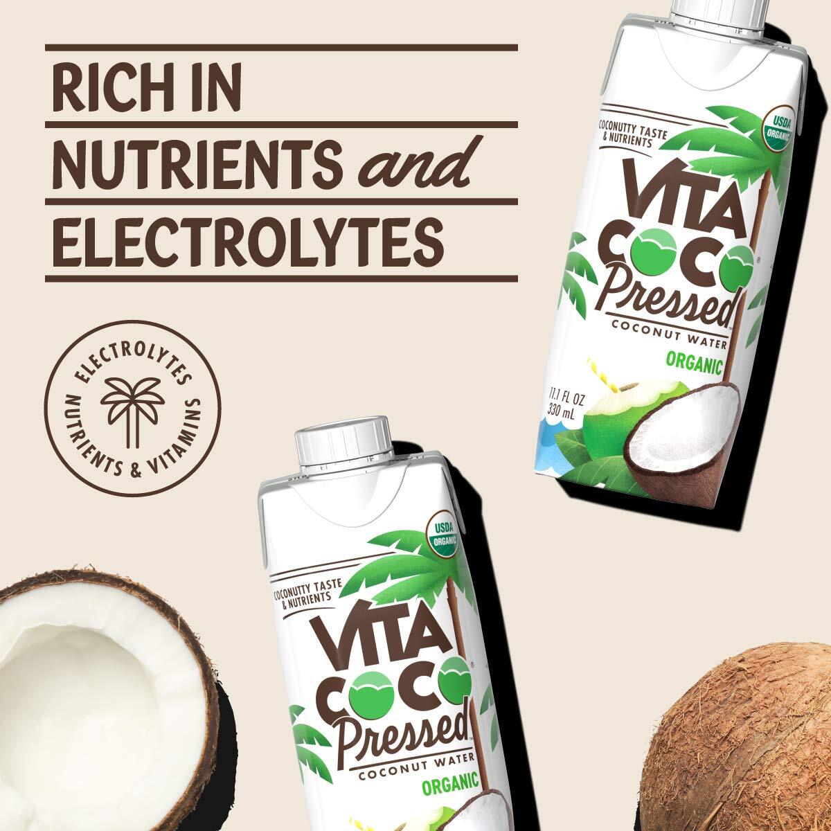 Vita Coco Pressed Coconut Water Juice Smoothie Pack of 12 11.1 Fl Oz