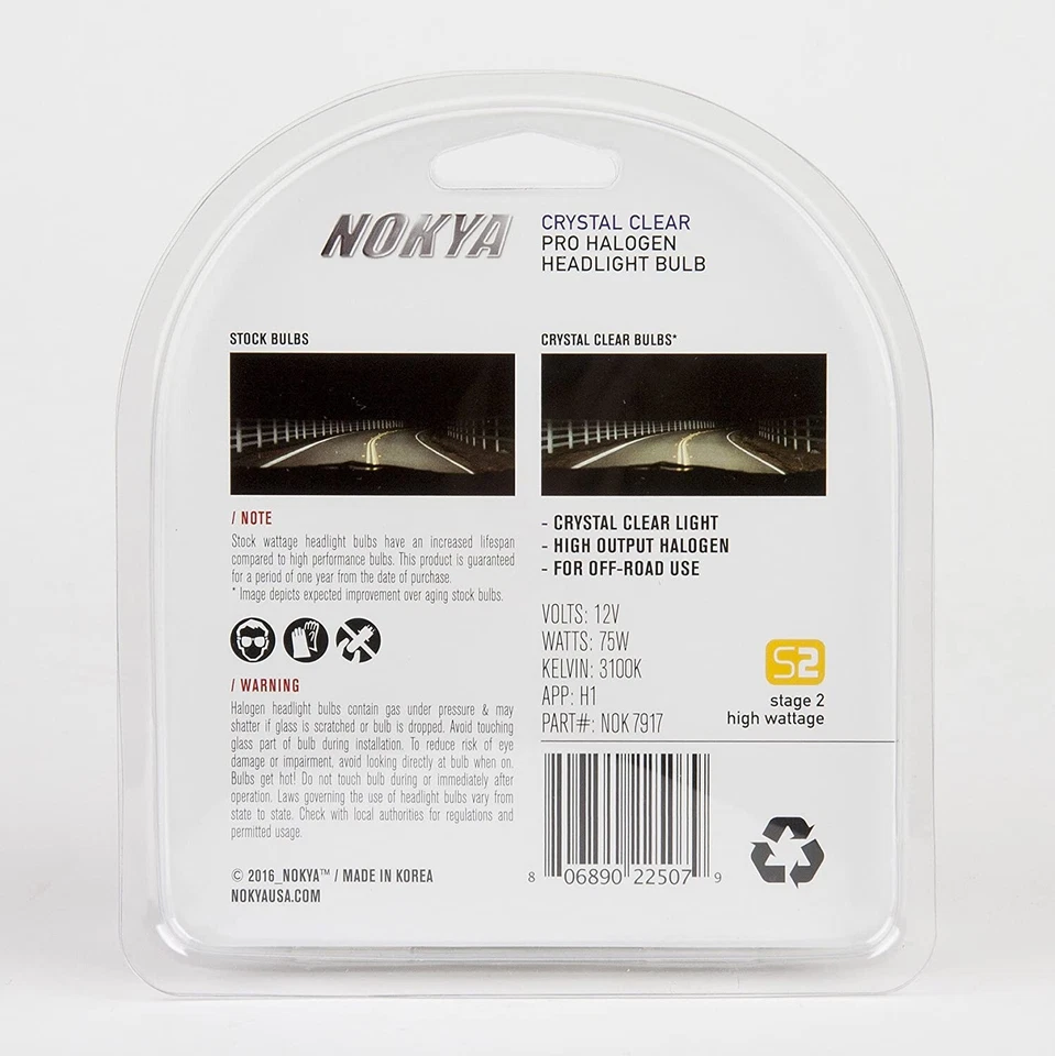 Nokya Blanco Cálido H1 Nok7917 75W Dos Bombillas Cabeza Luz Luz Alta Repuesto OE Foto 3 de 4