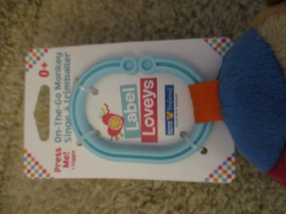 ЭТИКЕТКА LOVEYS ON THE GO ОБЕЗЬЯНА МЯГКИЙ ПЛЮШЕВЫЙ ХИХИКАНЬЕ ЗВУК коляска сумка зажим Baby игрушка - Изображение 4 из 4