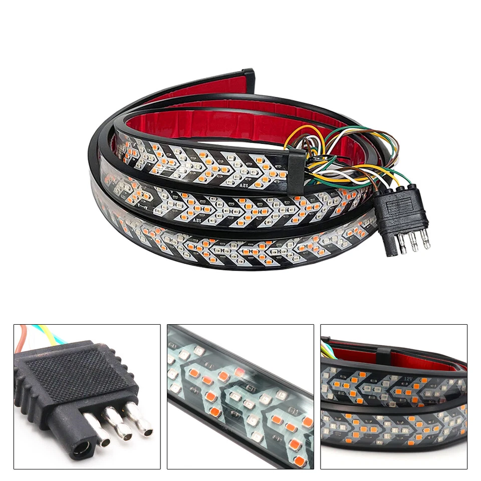 Barra de luz de puerta trasera LED para camión de 48" tira secuencial freno luz de señal de giro inversa Foto 3 de 4