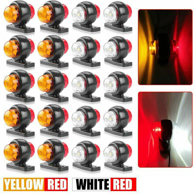 Amber Red White 12V 24V Marker Lights LED Truck Trailer Round Side Bullet Light
