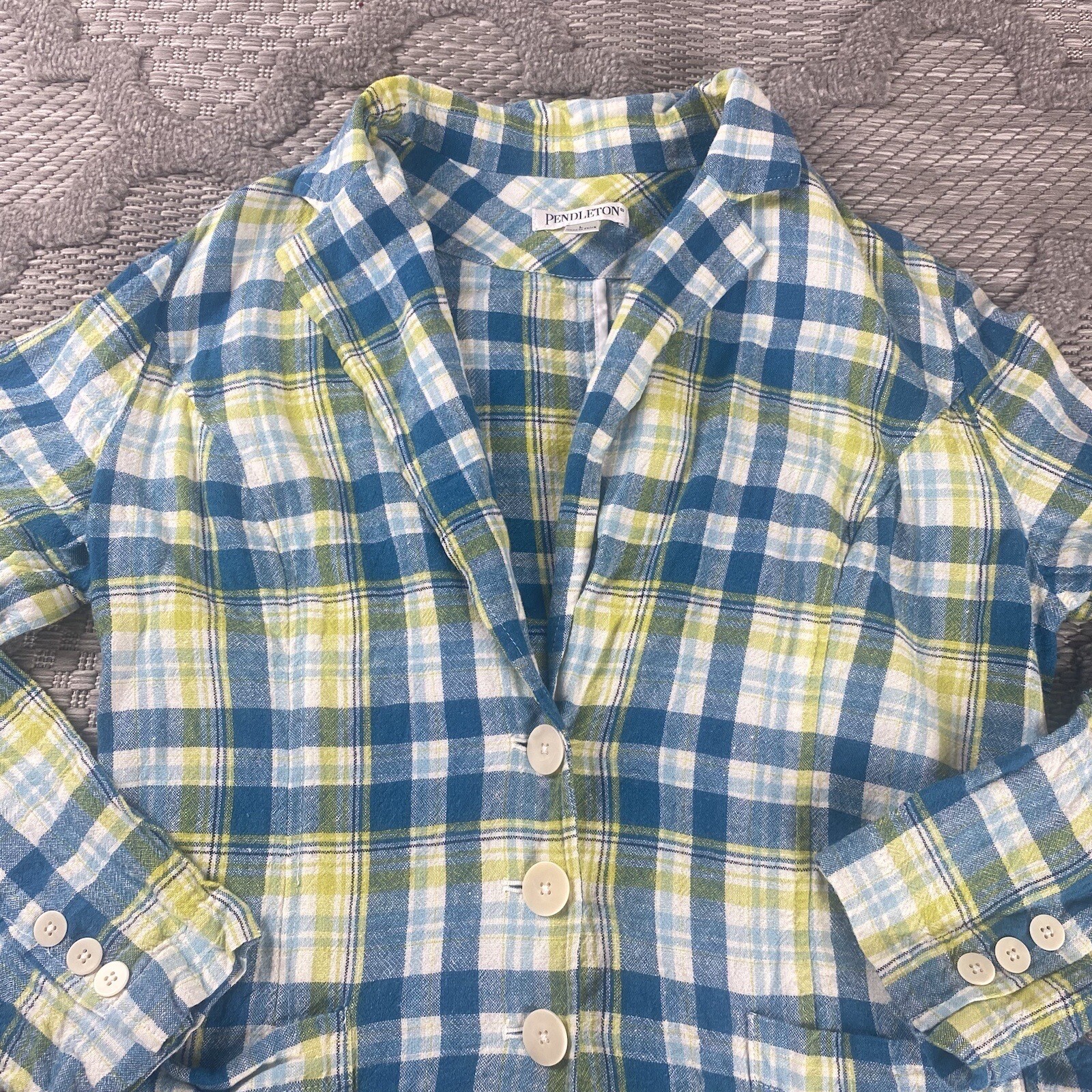 Pendleton Blazer Womens Size Large Button Blue Ye… - image 5