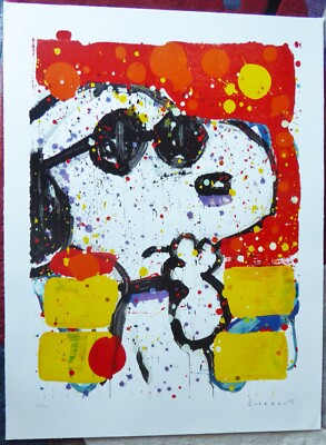 TOM EVERHART Cool & Intelligent Snoopy Dog Hand signed Lithograph