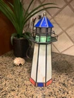 VINTAGE STAINED GLASS Light House Tiffany style Nautical  Beach Night Light Lamp