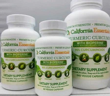 CURCUMIN-(TURMERIC CURCUMIN) + BIOPERINE VEGGIE CAP-DROP DOWN SIZES-USA MADE