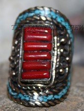 Tibet ring Nepal ring Turquoise ring boho ring gypsy ring Nepalese ring coral 31