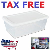 Plastic Storage Container Box Lid 6 Quart White Organizer Shoes Totes Bags Plastic Storage Container Box Lid 6 Quart White Organizer Shoes Totes Bags