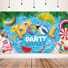 Summer Beach Party Decorations Pool Party Banner Backdrop for Summer Pool Par...