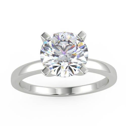 1.53 Ct Round Cut SI1/D Solitaire Diamond Engagement Ring 14K White Gold - Picture 3 of 6